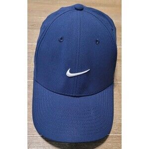 Nike Dri Fit Rise Club Navy White Swoosh Cap Hat Snapback S/M Adult FV5563 401